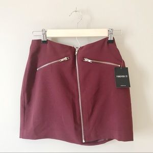 Forever 21 zip down red skirt women’s size S